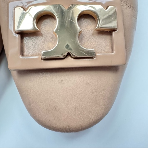 Tory Burch Gigi Logo Ballet Flats Nude Leather Size 8 - Picture 6 of 10